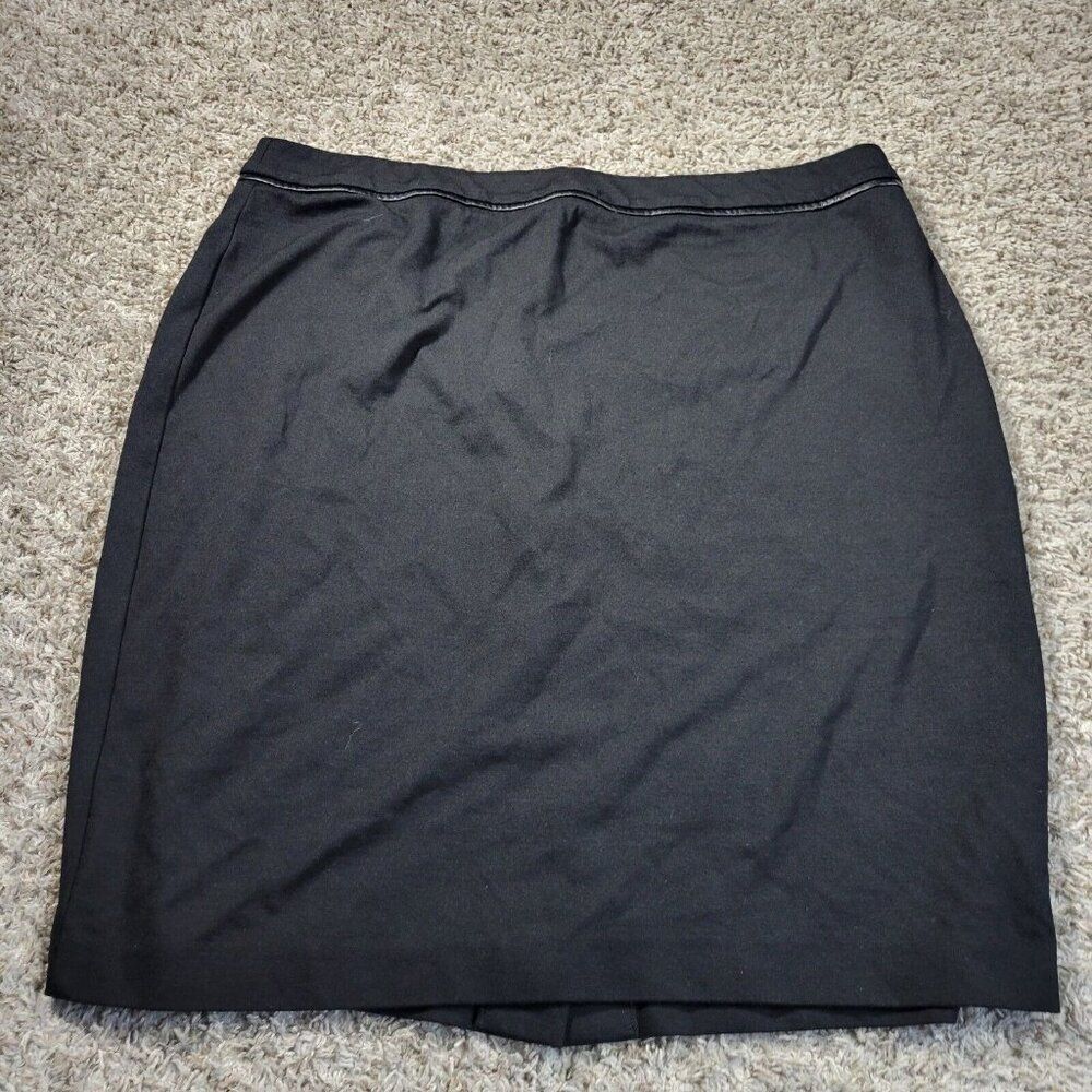 TALBOTS Skirt Womens 18 Black A Line Rayon Nylon Blend Stretch Slit - Picture 8 of 9